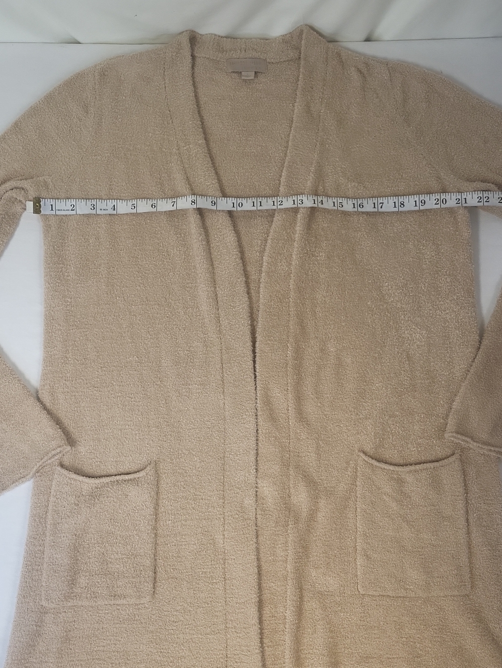 Barefoot Dreams CozyChic Lite Essential Long Pocket Cardigan in Bisque Large - Picture 8 of 15
